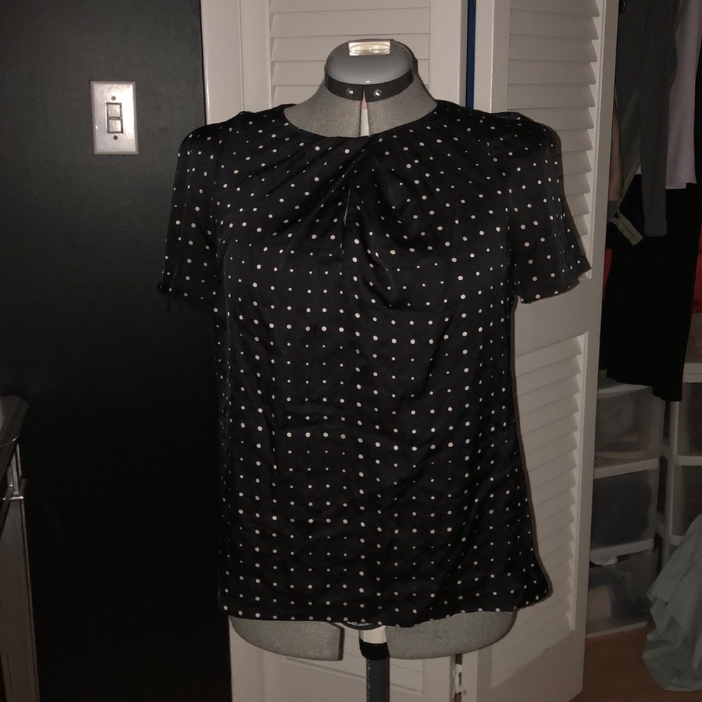 Ann Taylor size 10 black polka dot blouse